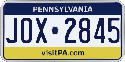 PA license plate JOX2845