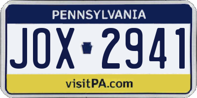 PA license plate JOX2941