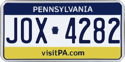 PA license plate JOX4282