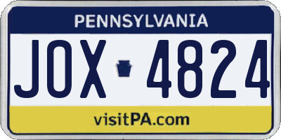 PA license plate JOX4824