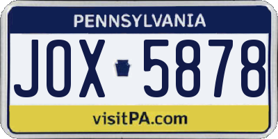 PA license plate JOX5878