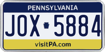 PA license plate JOX5884
