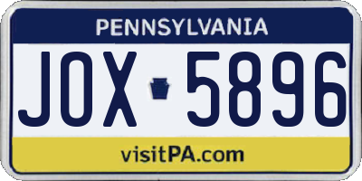 PA license plate JOX5896