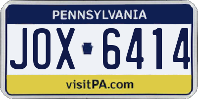PA license plate JOX6414