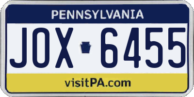 PA license plate JOX6455
