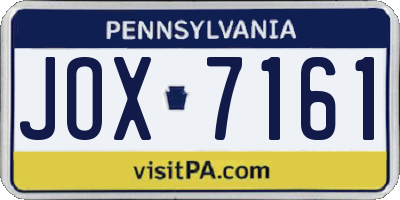 PA license plate JOX7161