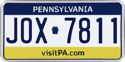 PA license plate JOX7811