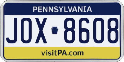 PA license plate JOX8608