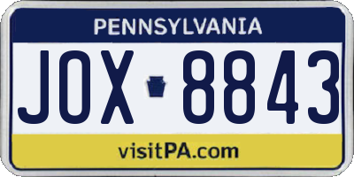 PA license plate JOX8843