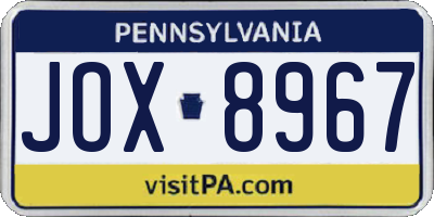 PA license plate JOX8967