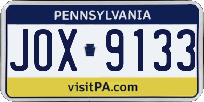 PA license plate JOX9133