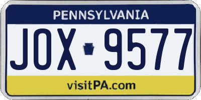 PA license plate JOX9577