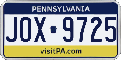PA license plate JOX9725