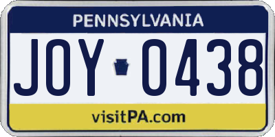 PA license plate JOY0438