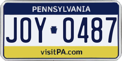 PA license plate JOY0487