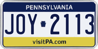 PA license plate JOY2113