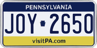 PA license plate JOY2650