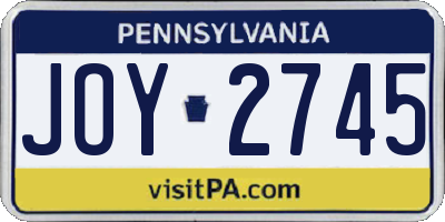 PA license plate JOY2745