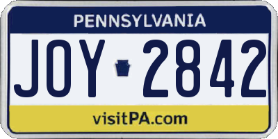 PA license plate JOY2842