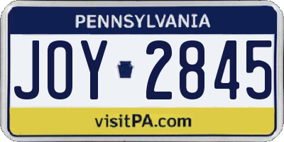 PA license plate JOY2845