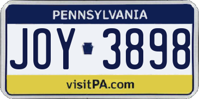 PA license plate JOY3898