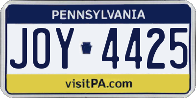 PA license plate JOY4425