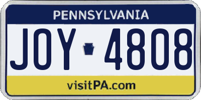 PA license plate JOY4808