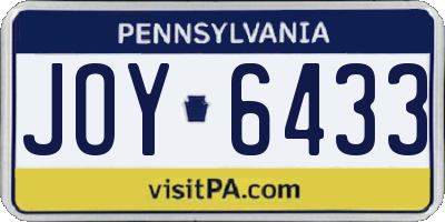PA license plate JOY6433