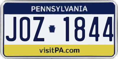 PA license plate JOZ1844