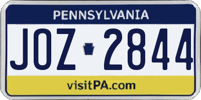 PA license plate JOZ2844