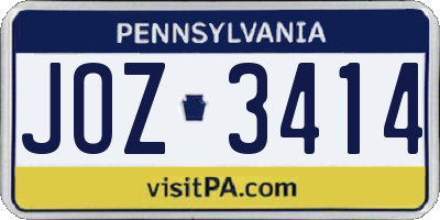 PA license plate JOZ3414