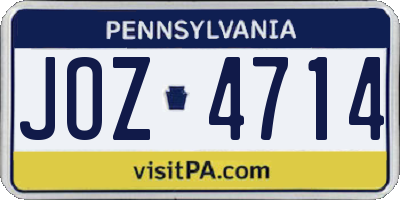 PA license plate JOZ4714