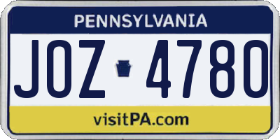 PA license plate JOZ4780