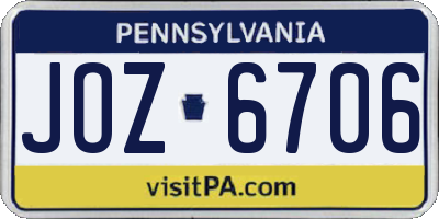 PA license plate JOZ6706