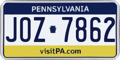 PA license plate JOZ7862