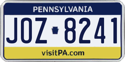 PA license plate JOZ8241