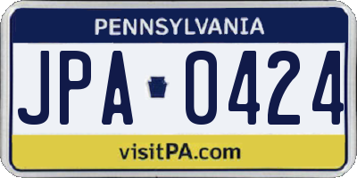 PA license plate JPA0424