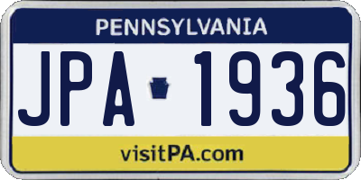 PA license plate JPA1936