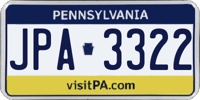 PA license plate JPA3322