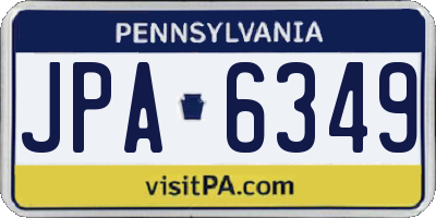 PA license plate JPA6349
