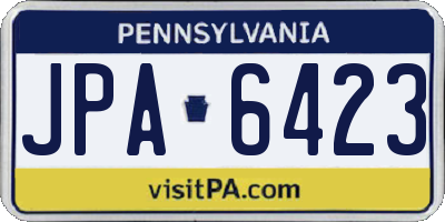 PA license plate JPA6423