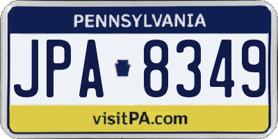 PA license plate JPA8349