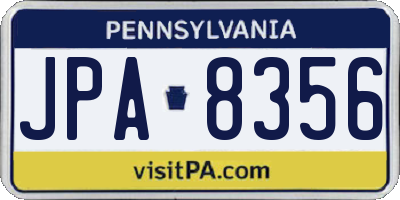 PA license plate JPA8356