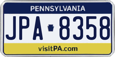 PA license plate JPA8358