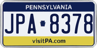PA license plate JPA8378