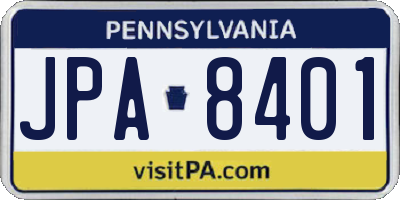 PA license plate JPA8401