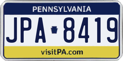 PA license plate JPA8419