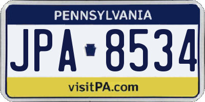 PA license plate JPA8534