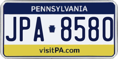 PA license plate JPA8580