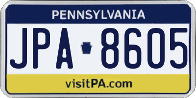 PA license plate JPA8605